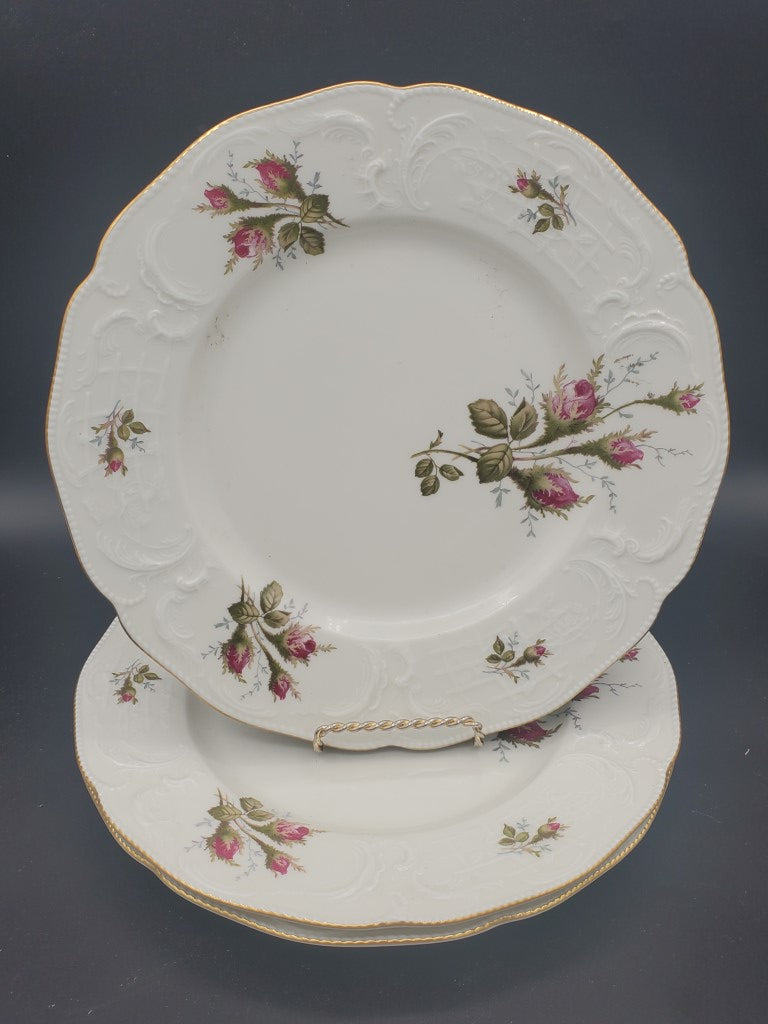 Set of 3 Rosenthal Moss Rose (Sans Souci - Ivory) Salad Plates LK
