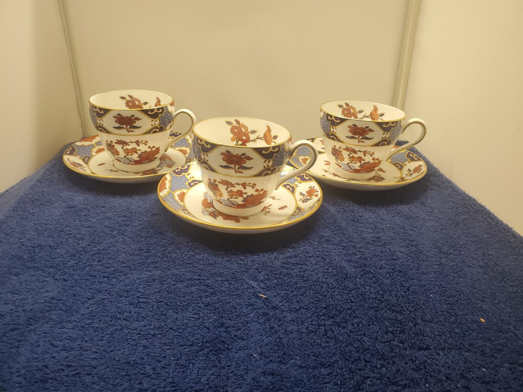 Set of 3 Spode Shima (Y8172) Cup & Saucer Sets LK