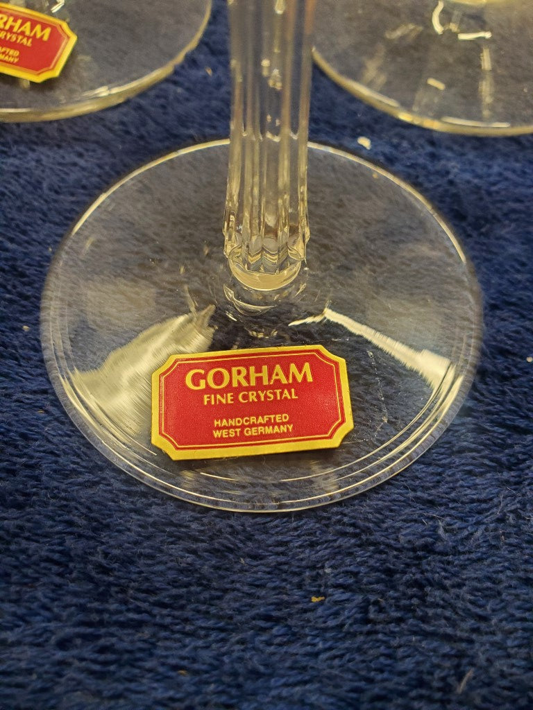 Set of 6 Gorham Crystal Theme Gold Water Goblets LK