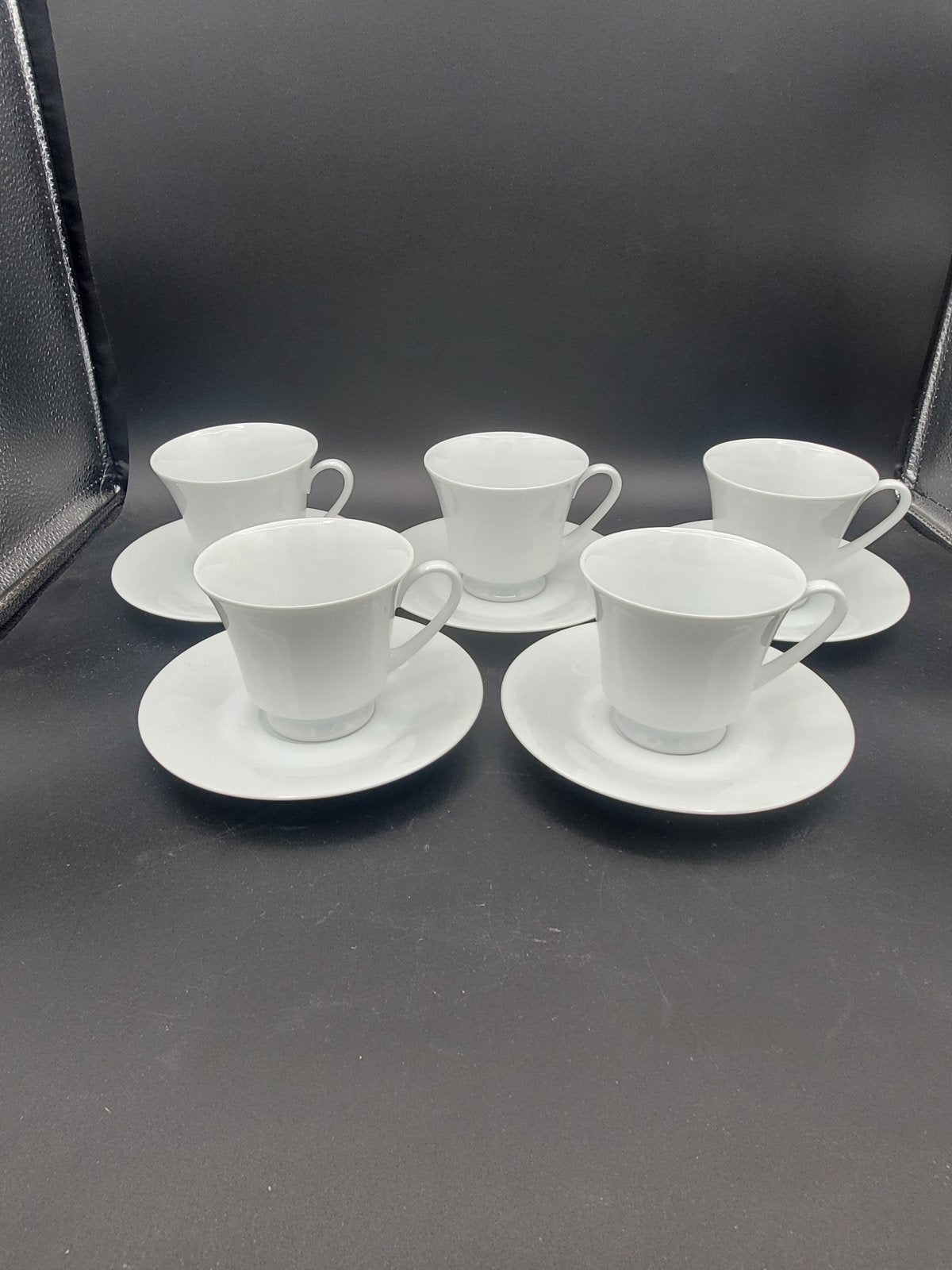 Set of 5 Noritake Commander White Cup & Saucer Sets