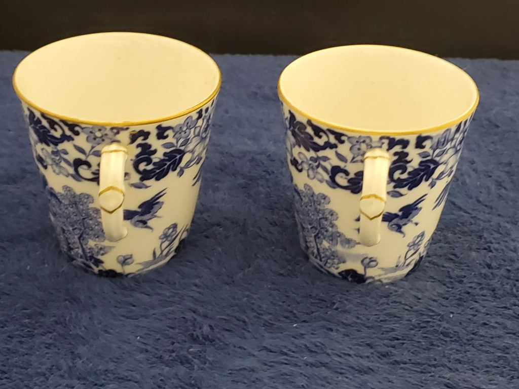 Set of 2 Royal Worcester Blue Broseley Demitasse Cup & Saucer Sets