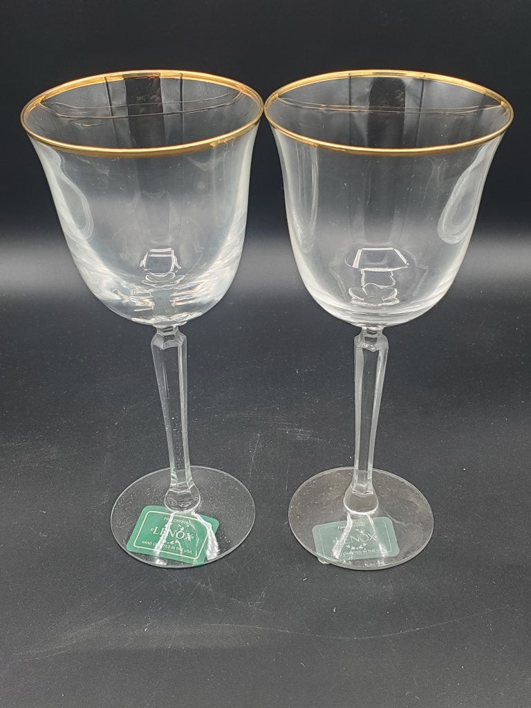 Set of 2 Lenox Federal Gold Water Goblets LK