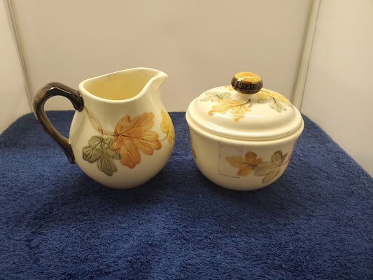 Franciscan (USA Backstamp) October Creamer and Sugar Bowl with Lid LK