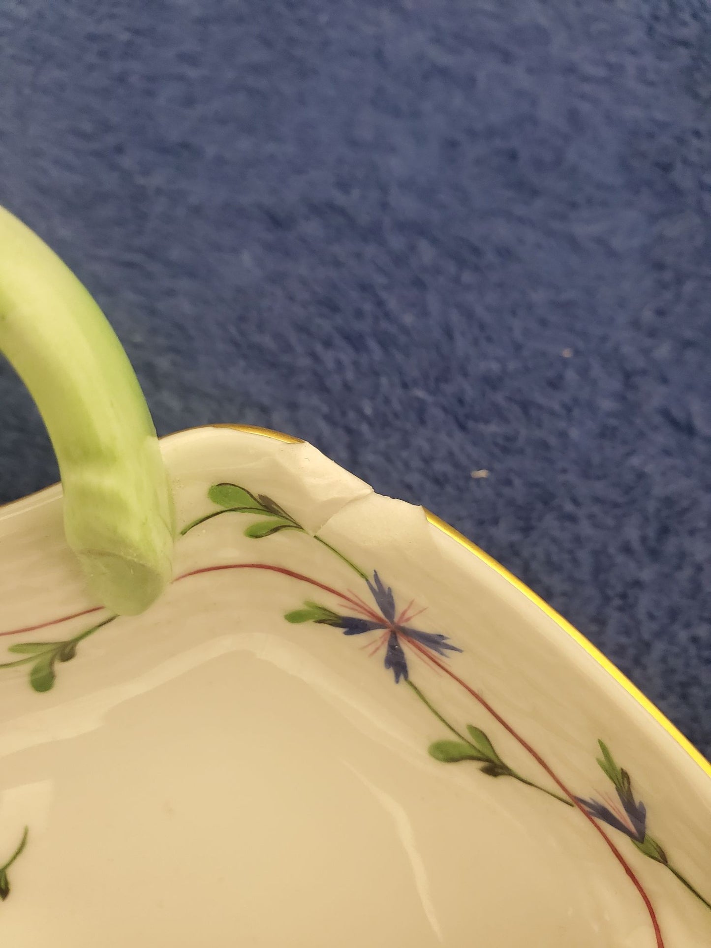 Herend Blue Garland (PBG) Leaf Dish (204) (Imperfect)