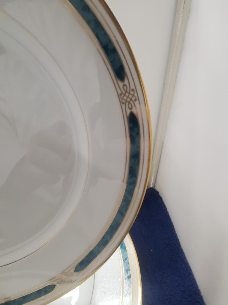 Set of 5 Gorham Regalia Court Teal Dinner Plates LK