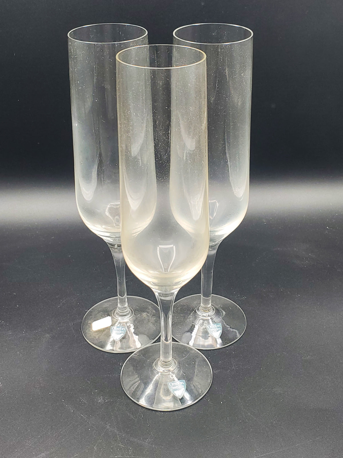 Set of 3 Orrefors Solitude Champagne Flutes LK
