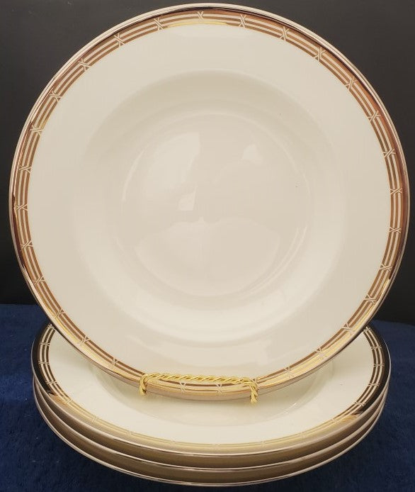 Set of 4 Mikasa Accent Gold Rim Soup Bowls LK