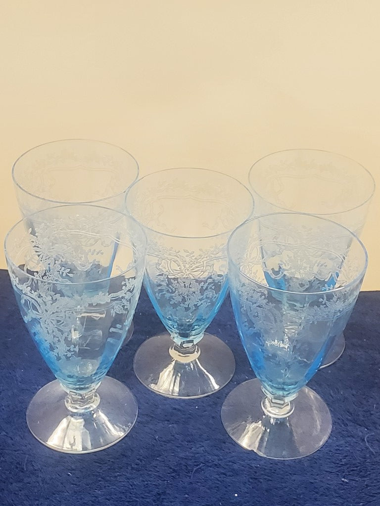 Set of 5 Fostoria June Blue (Azure) Parfaits SASE102225