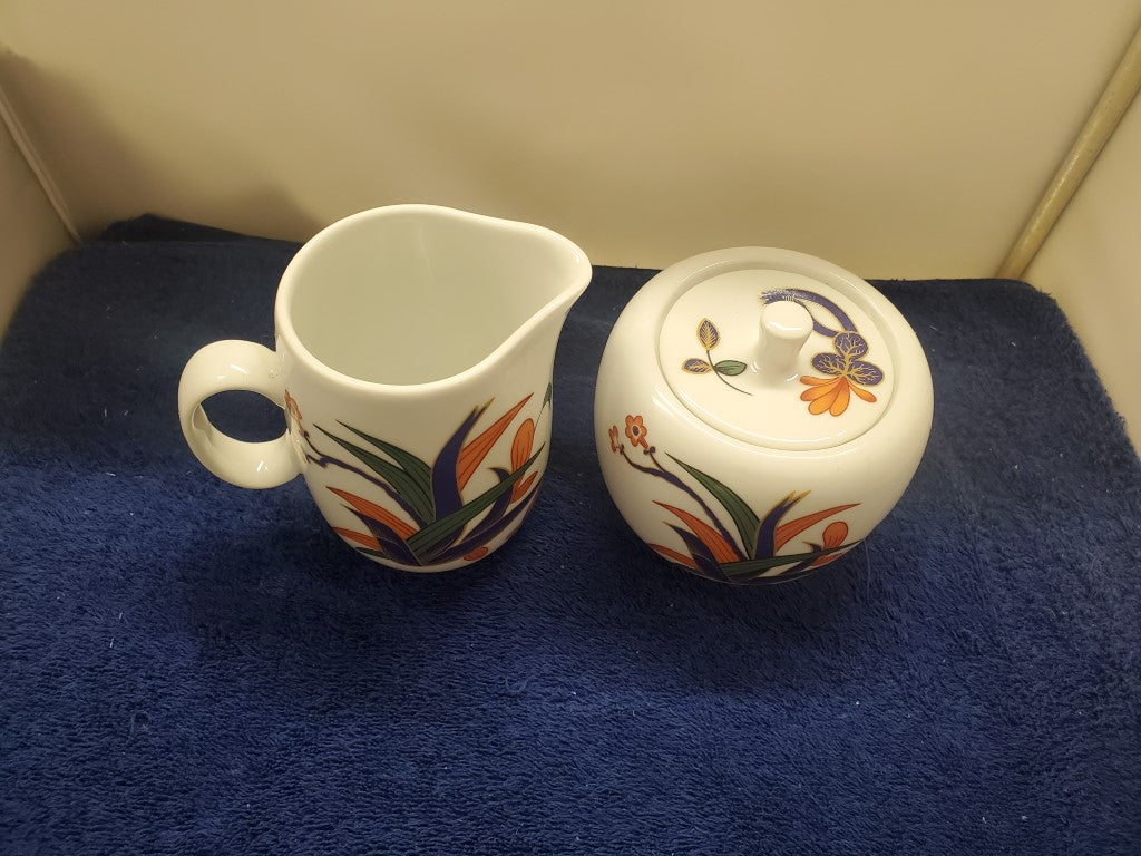 Royal Worcester Grainger Wreath Creamer & Sugar Bowl with Lid LK