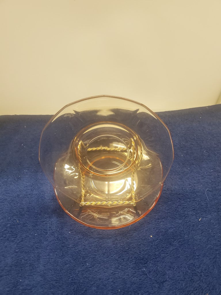 Set of 2 Depression Glass Fairfax Amber (Orange) Saucers SASE102225