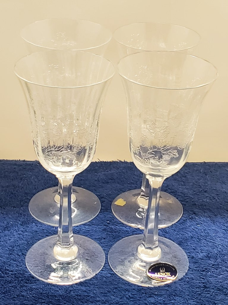 Set of 4 Lenox Temple Blossom Wine Goblets LK