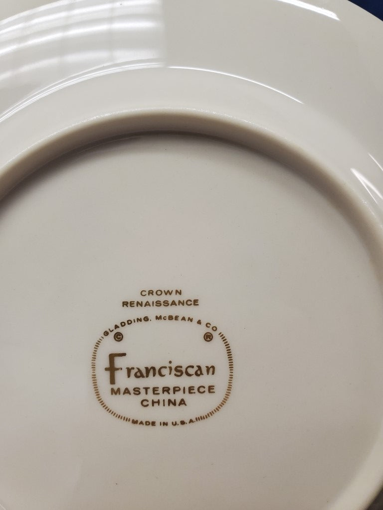 Set of 4 Franciscan Crown Renaissance Bread & Butter Plates