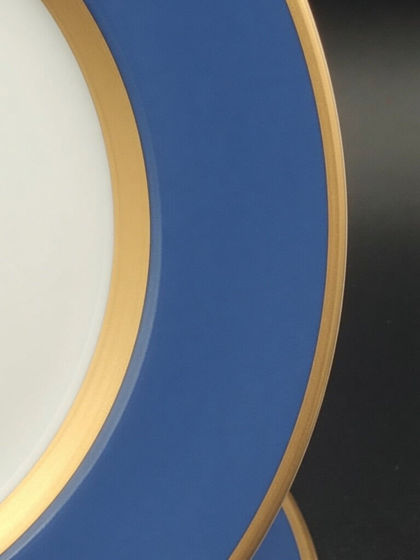 Set of 7 Fitz & Floyd Renaissance Cerulean Blue (Japan) Dinner Plates LK