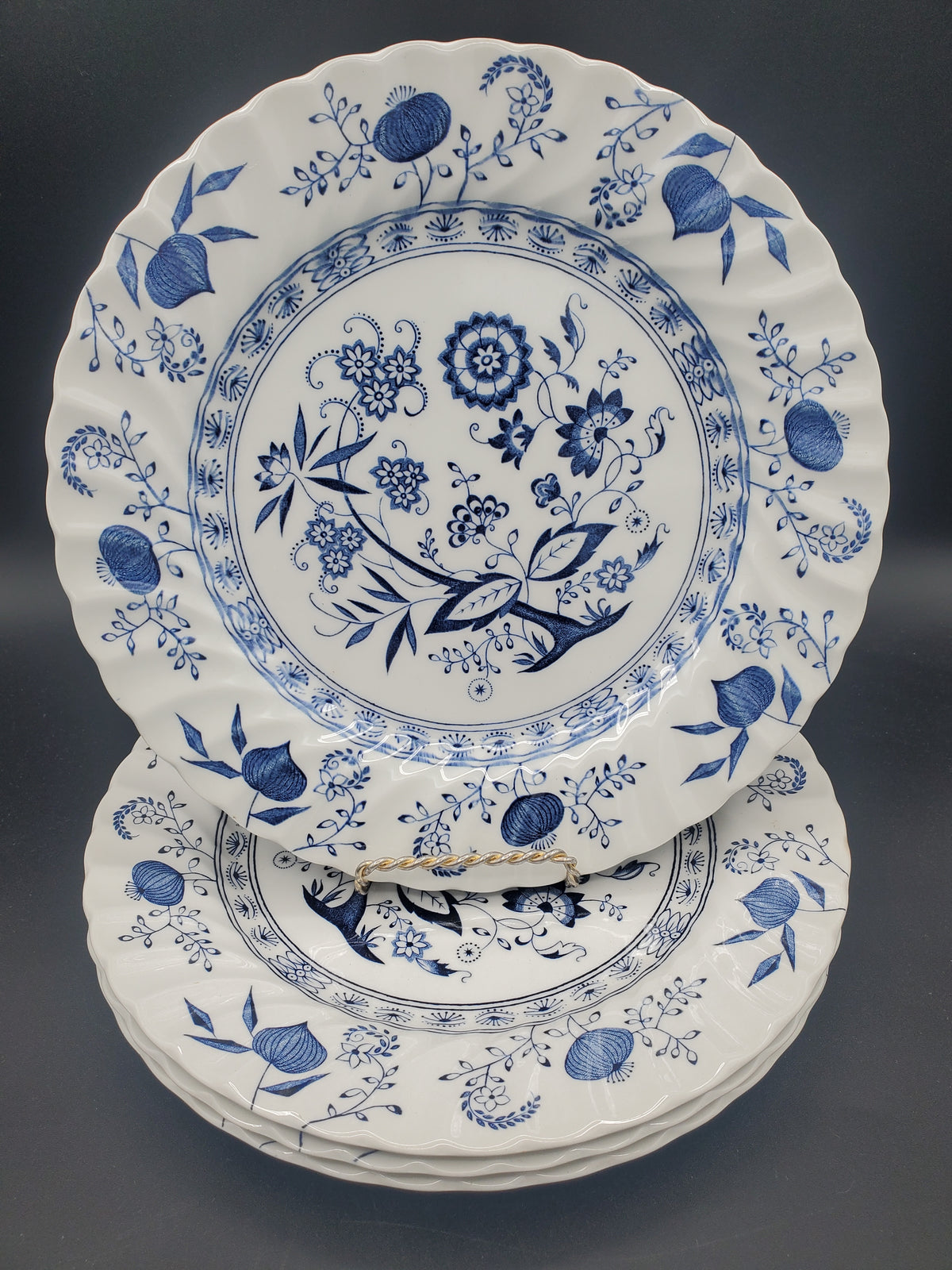 Set of 4 Johnson Brothers Blue Nordic Dinner Plates LK
