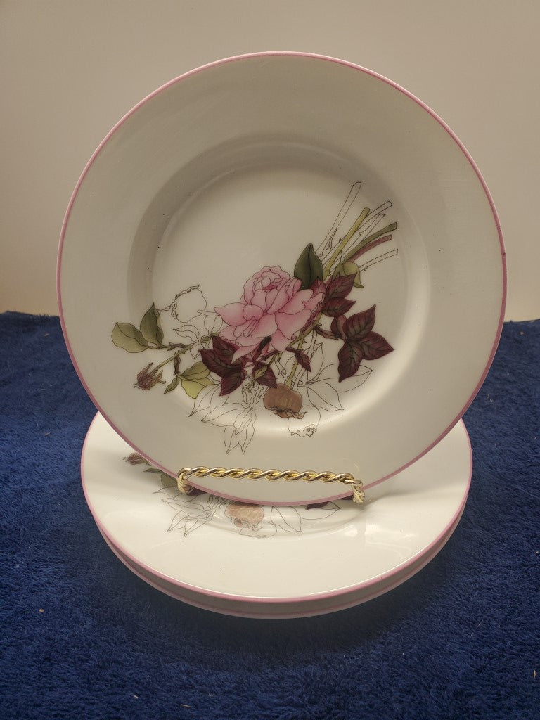 Set of 3 Block Western Rose Bread & Butter Plates LK