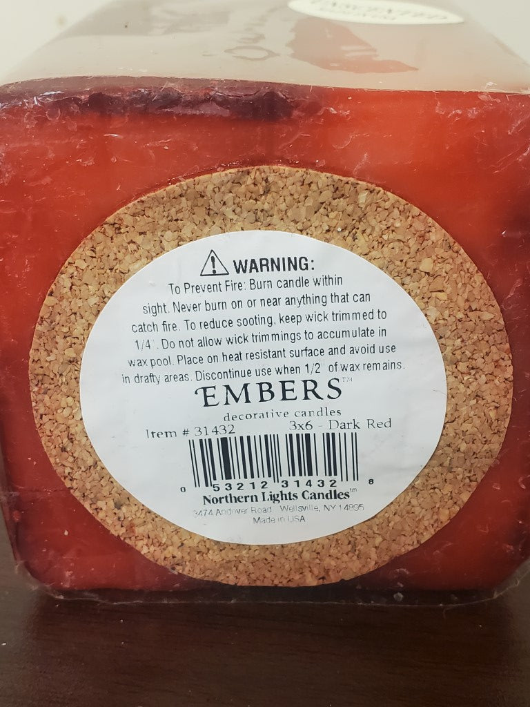 Northern Lights (NLC) Embers Premium Unscented Decorative Candle - Dark Red