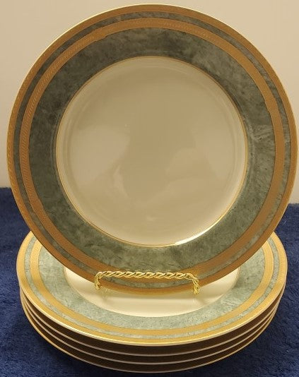 Set of 5 Mikasa Oscar De La Renta Jade Florentine Salad Plates LK