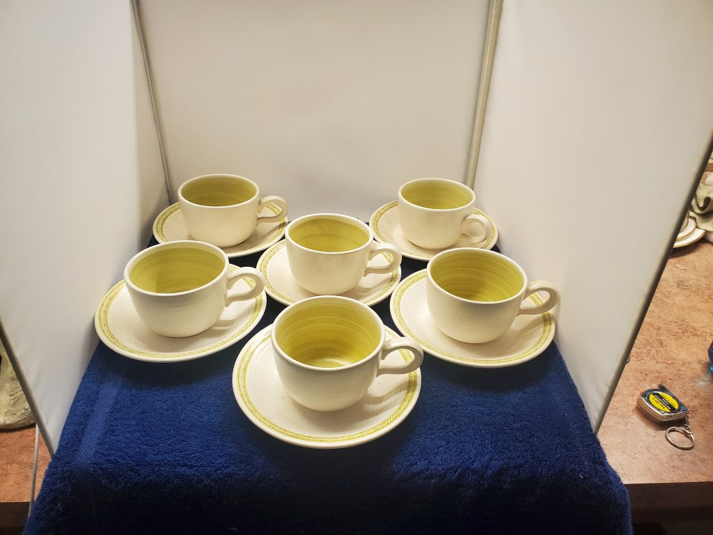 Set of 5 Franciscan Hacienda Green Cup & Saucer Sets LK