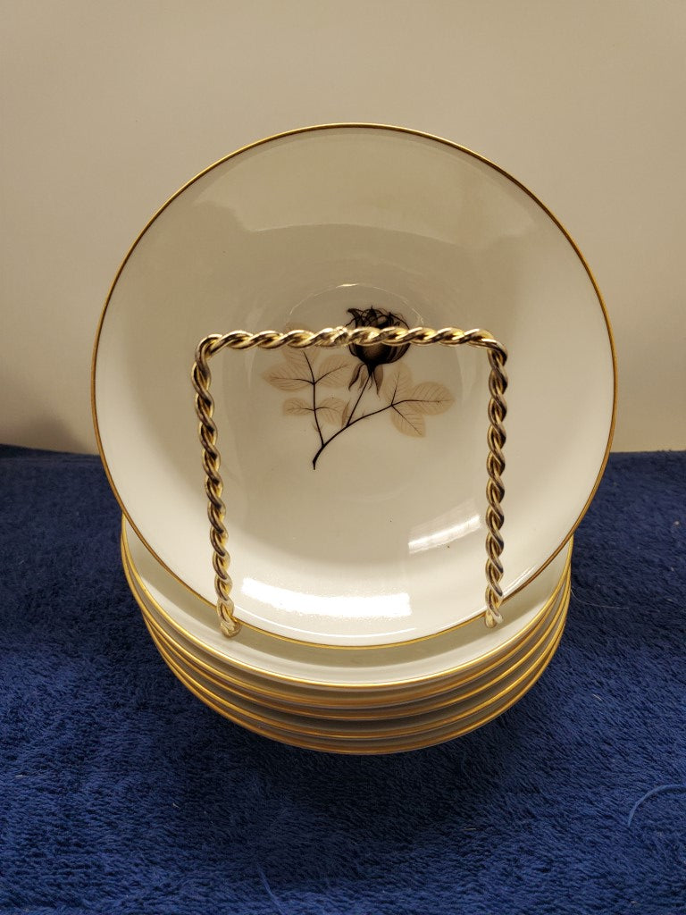 Set of 6 Rosenthal Shadow Rose Fruit Bowls LK