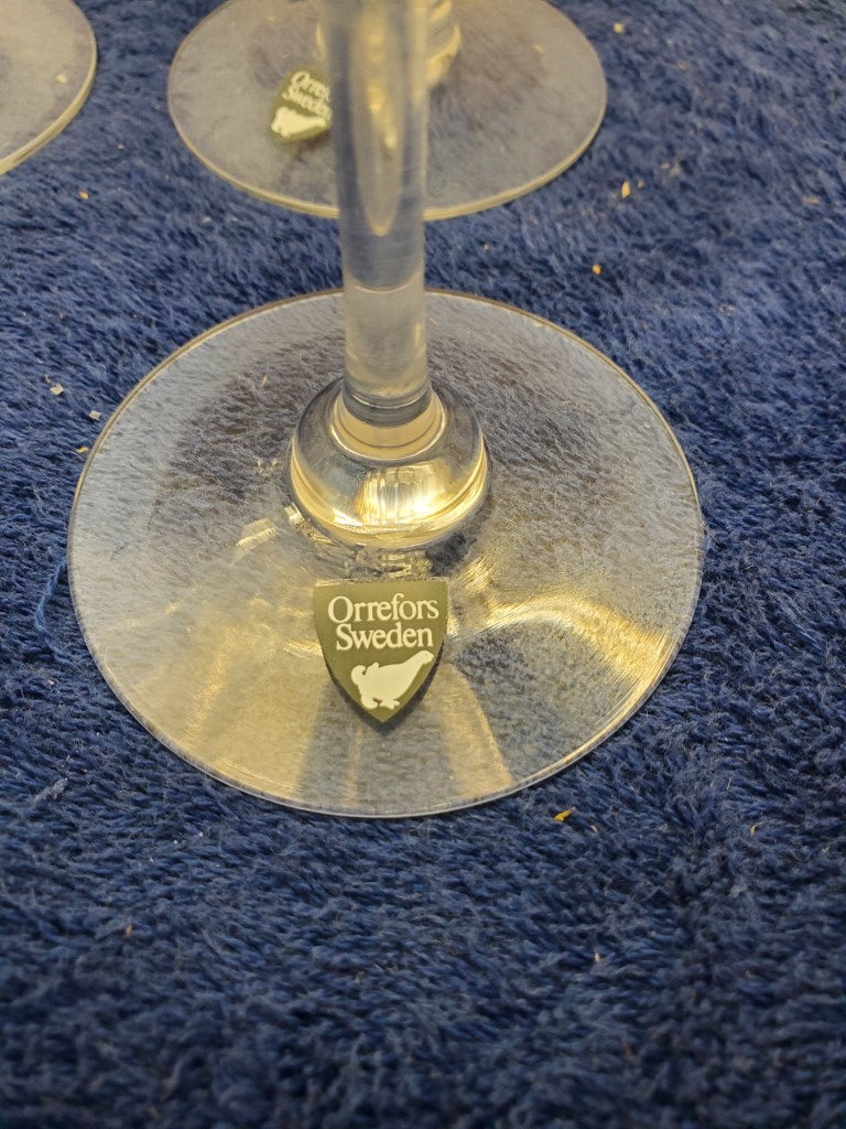 Set of 4 Orrefors Optica Claret WIne Goblets