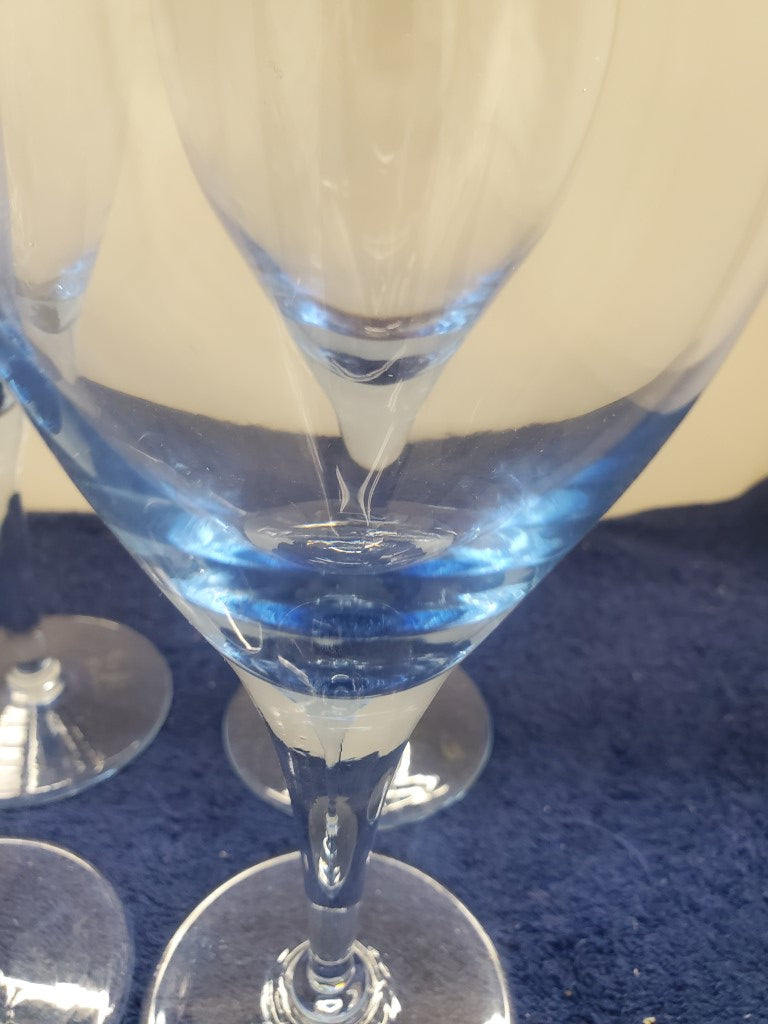 Set of 3 Mikasa Elegance Elegant Azure (Blue) Wine Goblets LK