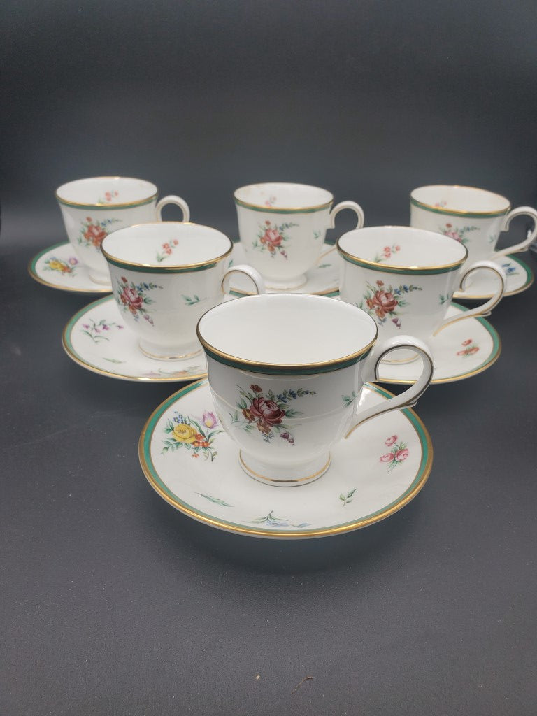 Set of 6 Lenox Provence Green Cup & Saucer Sets LK