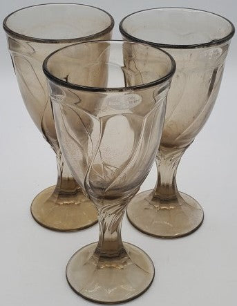 Set of 3 Noritake Sweet Swirl Brown (Tawny) Wine Glasss LK