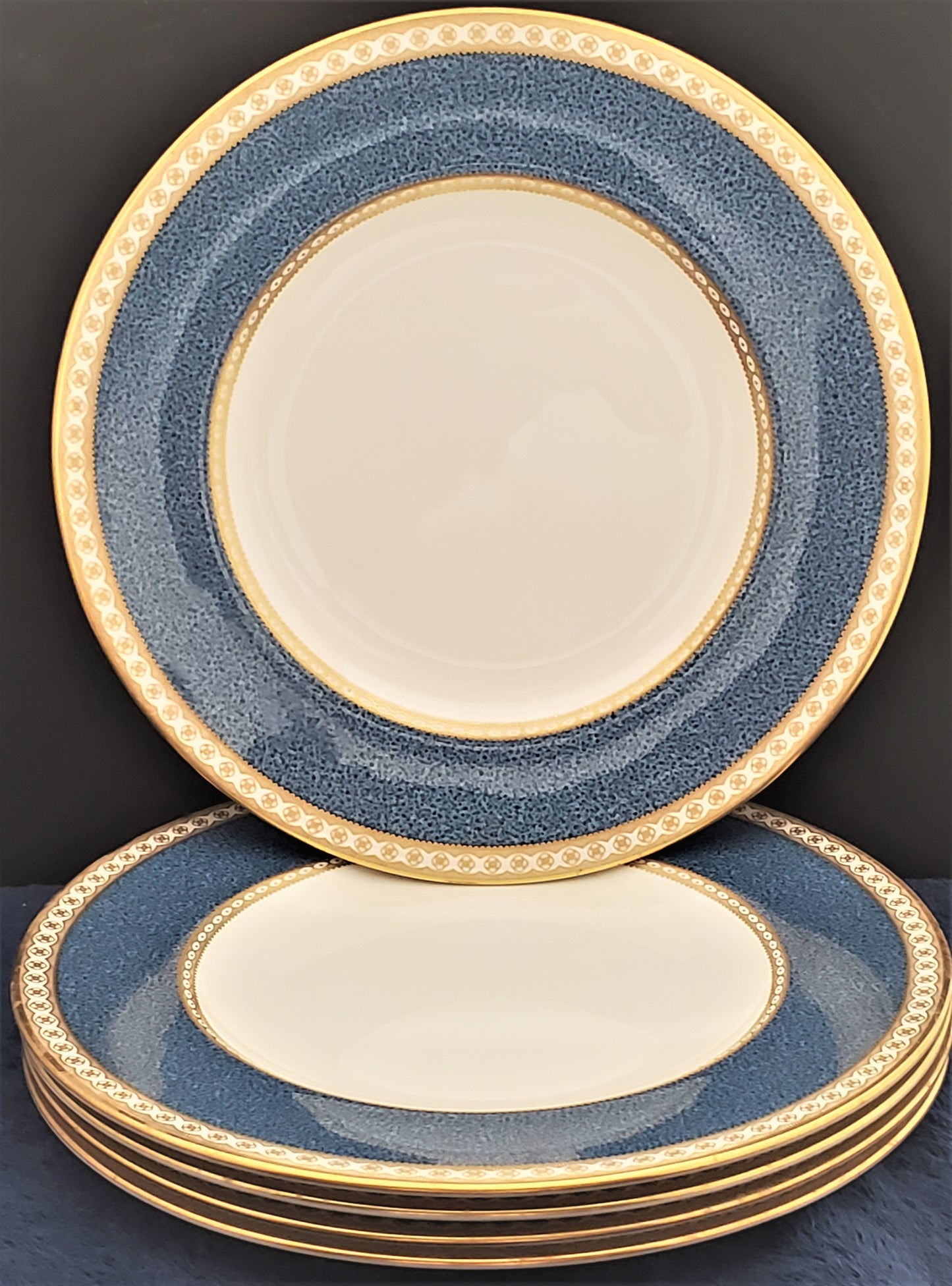 Set of 5 Wedgwood Ulander Powder Blue Dinner Plates