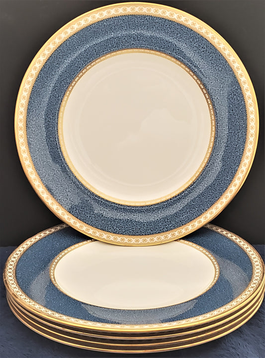 Set of 5 Wedgwood Ulander Powder Blue Dinner Plates