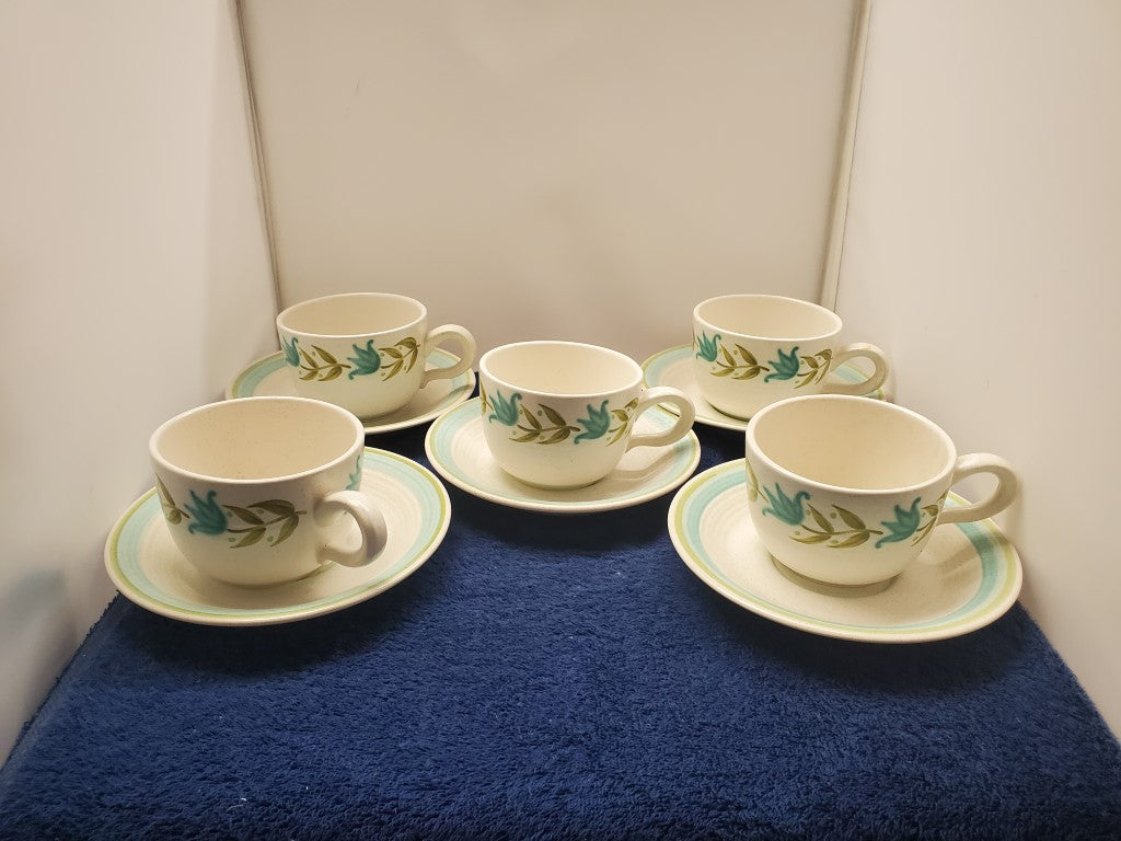 Set of 5 Franciscan Tulip Time Cup & Saucer Sets LK