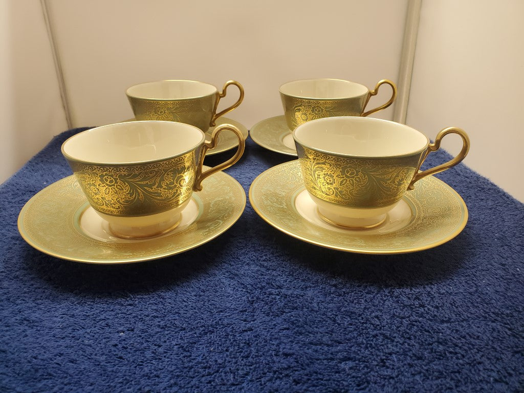 Set of 4 Franciscan Crown Renaissance Cup & Saucer Sets