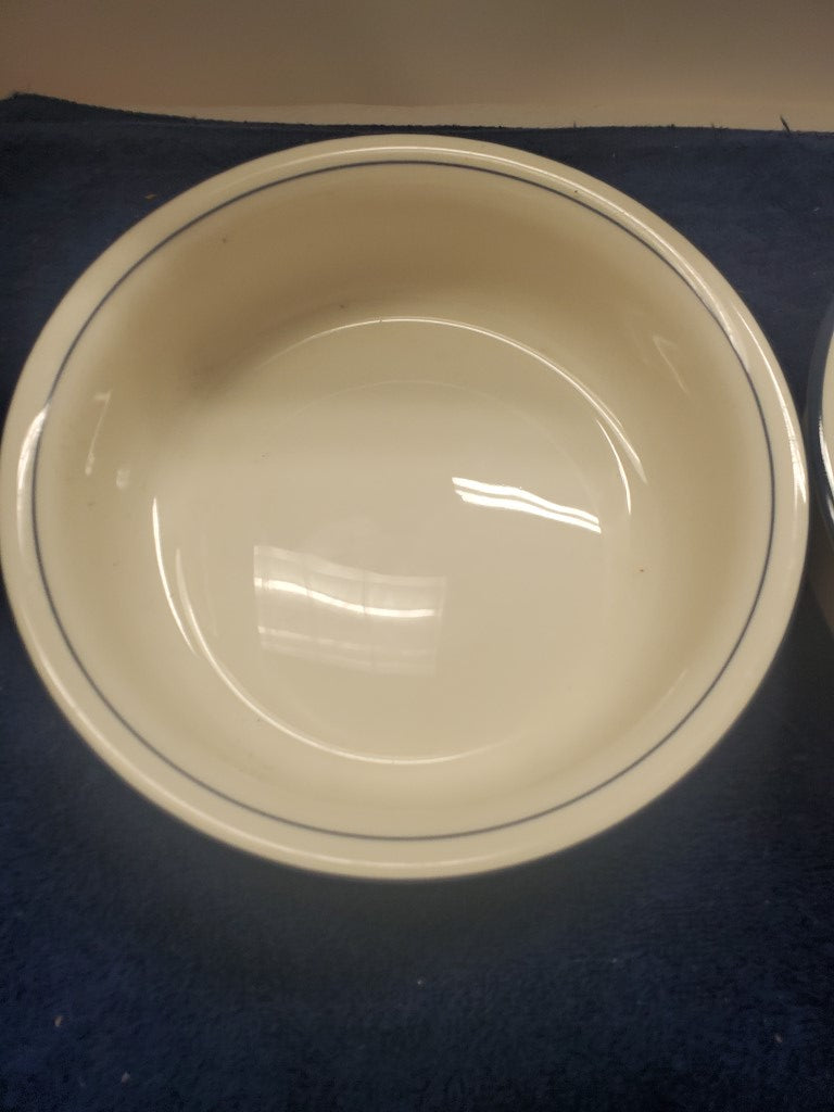 Set of 2 Lenox Blue Prinstripes (For the Blue Patterns) Coupe Soup Bowls LK
