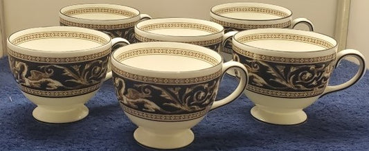 Set of 7 Wedgwood Florentine Blue W1956 Leigh Cups LK