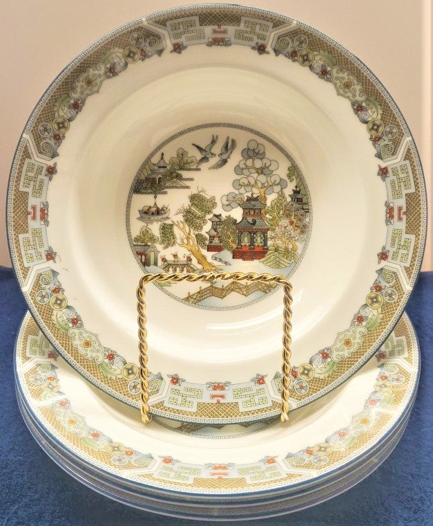 Set of 4 Wedgwood Chinese Legend Rim Soup Bowls LK
