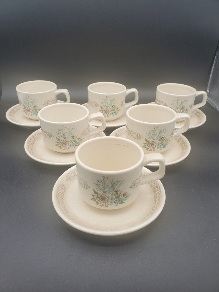 Set of 6 Lenox Sandpiper Cup & Saucer Sets LK