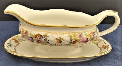 Schumann - Bavaria Empress Dresden Flowers Gravy Boat with Attached Underplate