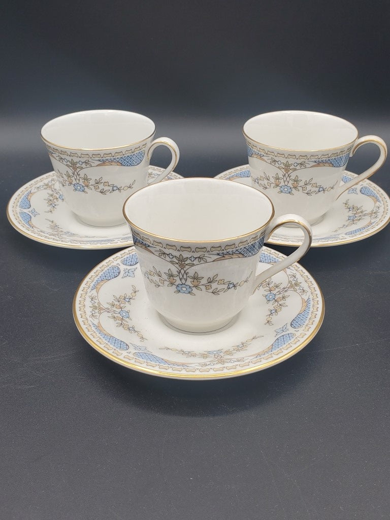 Set of 3 Royal Doulton Curzon Cup & Saucer Sets LK