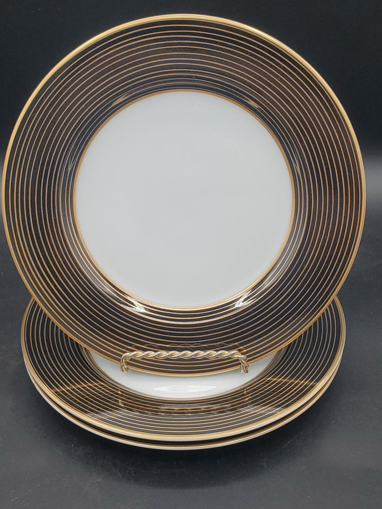 Set of 3 Fitz & Floyd Rondelle Black Dinner Plates LK