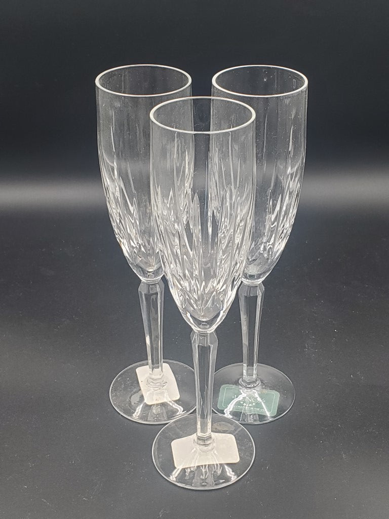 Set of 3 Lenox Crystal Clarity Plain Champage Flutes LK