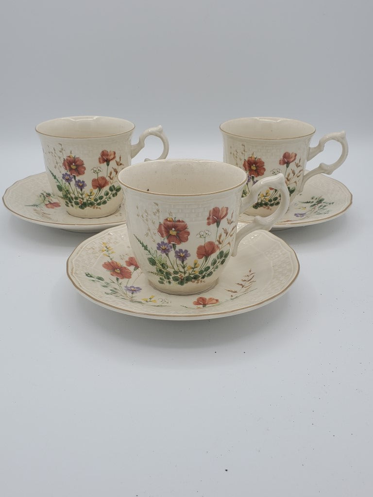 Set of 3 Mikasa Margaux Cup & Saucer Sets LK