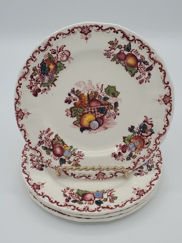 Set of 4 Mason's Fruit Basket Red Multicolor Bread & Butter Plates LK