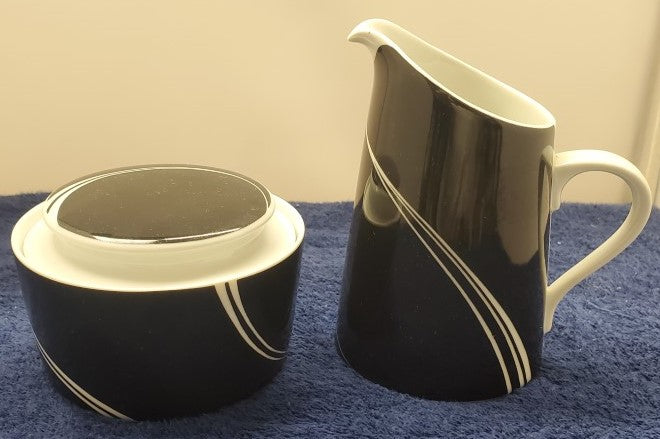 Block Spal Jewels Black Pearl Creamer & Sugar Bowl with Lid Set LK