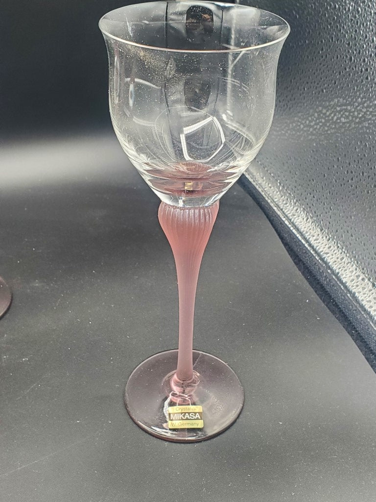 Set of 4 Mikasa Sea Mist Amethyst Wine Glasss LK