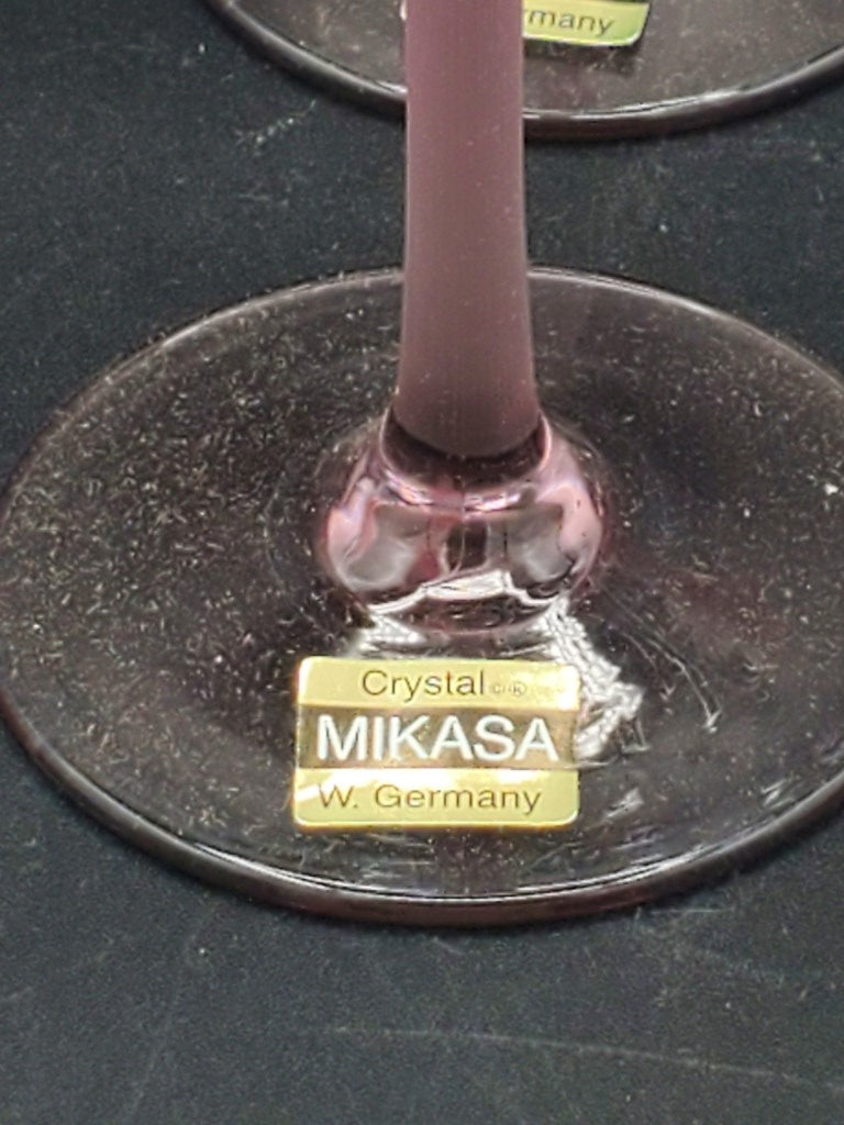Set of 4 Mikasa Sea Mist Amethyst Wine Glasss LK