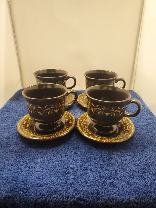 Set of 4 Franciscan Jamoca Cup & Saucer Sets LK