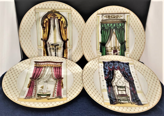 Fitz & Floyd Set of 4 Interieurs (1 through 4) Salad Plates LK