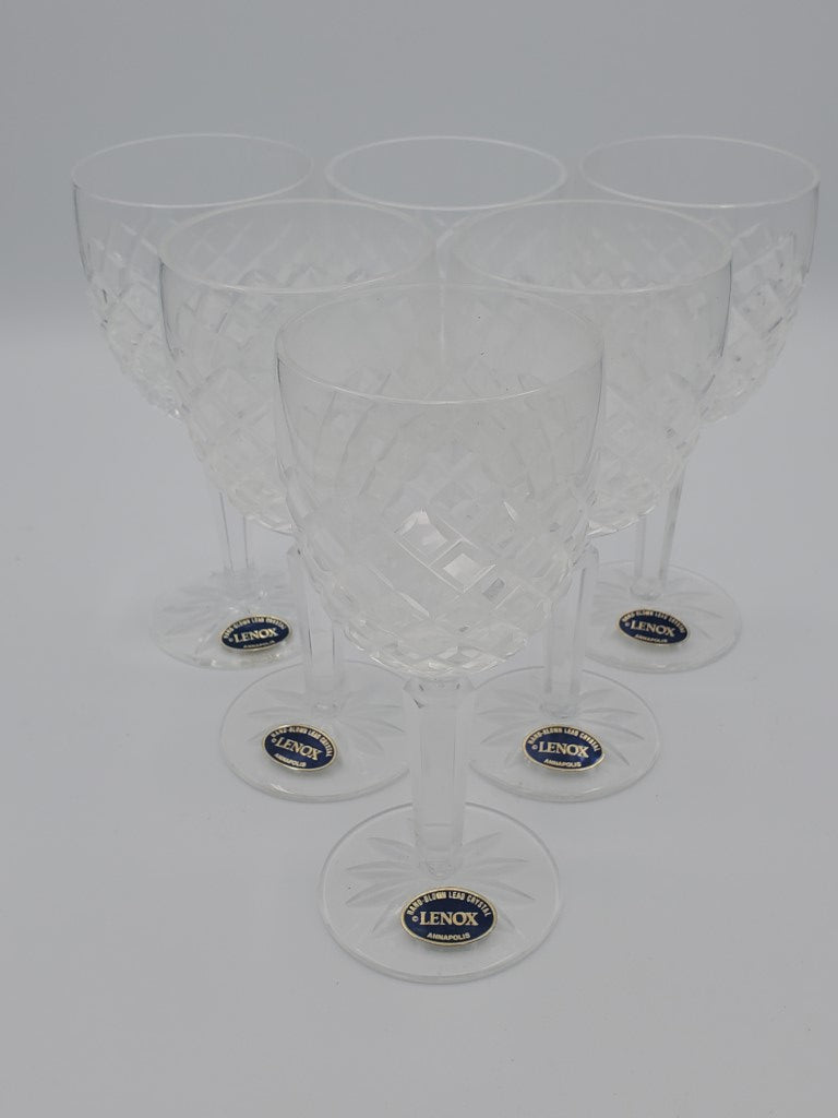 Set of 6 Lenox Crystal Annapolis Wine Glasses LK