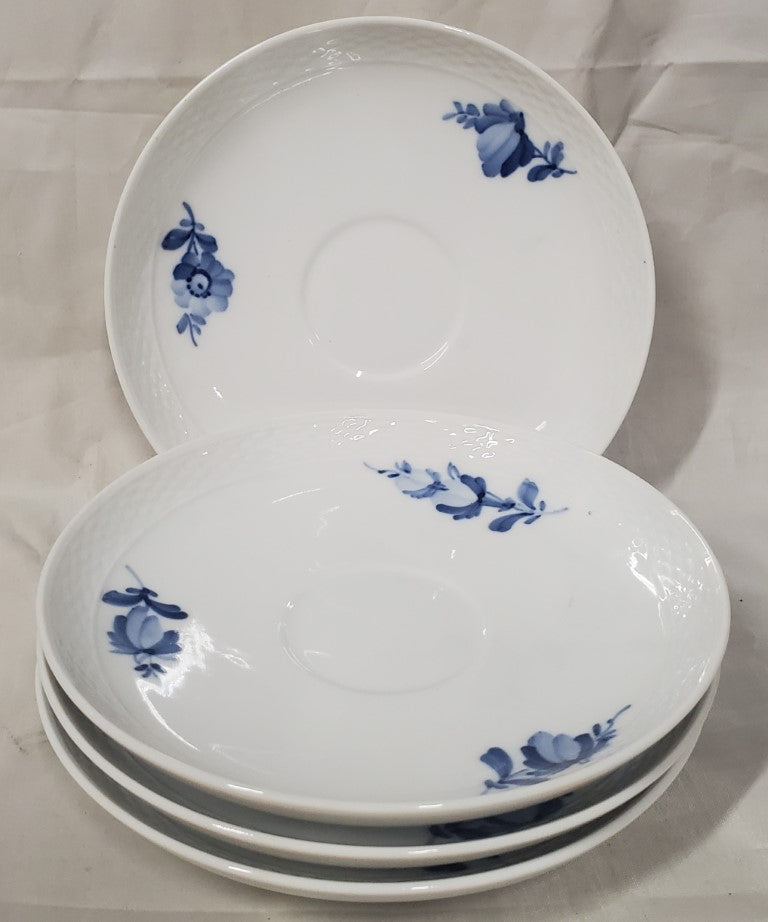 Set of 4 Royal Copenhagen Blue Flowers Braided Saucers (8049)