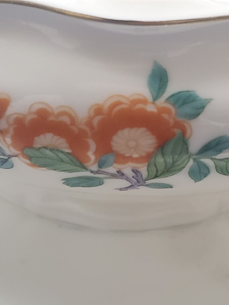 Royal Limoges Orange Tree Gravy Boat & Attached Underplate LK