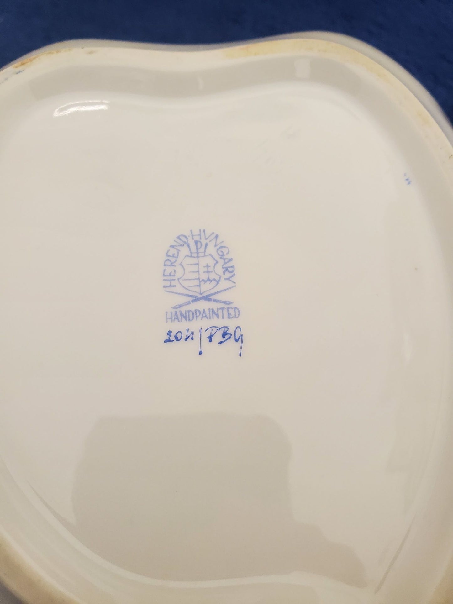 Herend Blue Garland (PBG) Leaf Dish (204) (Imperfect)